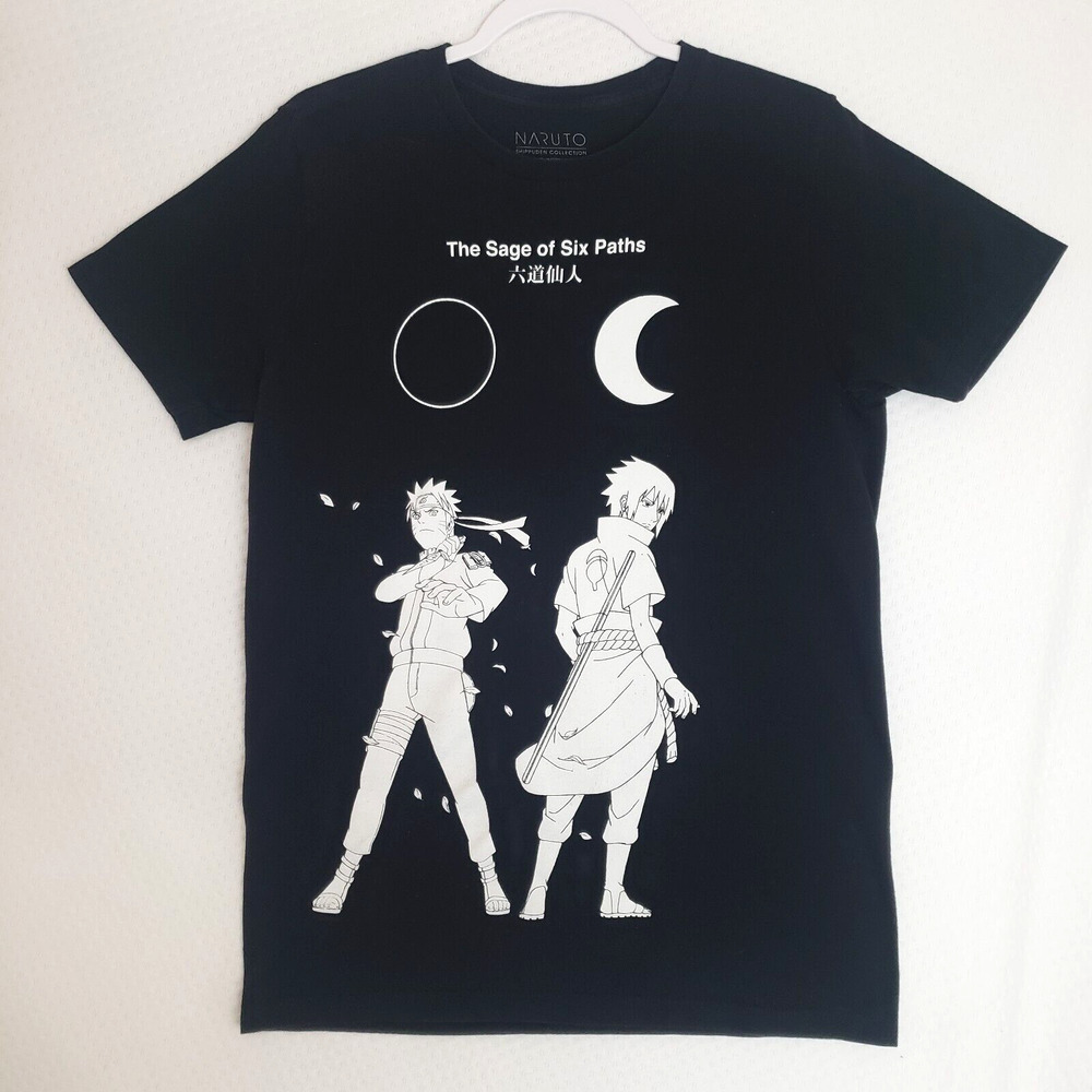 Vintage Y2K 2002 Shippuden Mens Naruto Medium Black Sage of Six‎ paths T-shirt